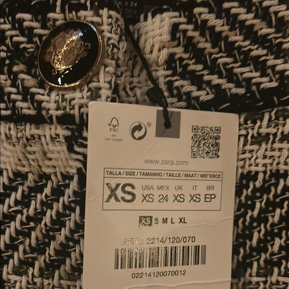 Zara High Waist Black and White Checkered Shorts NWT Size XS - Picture 9 of 9